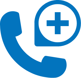 Icon of a phone with a medical symbol outside of i